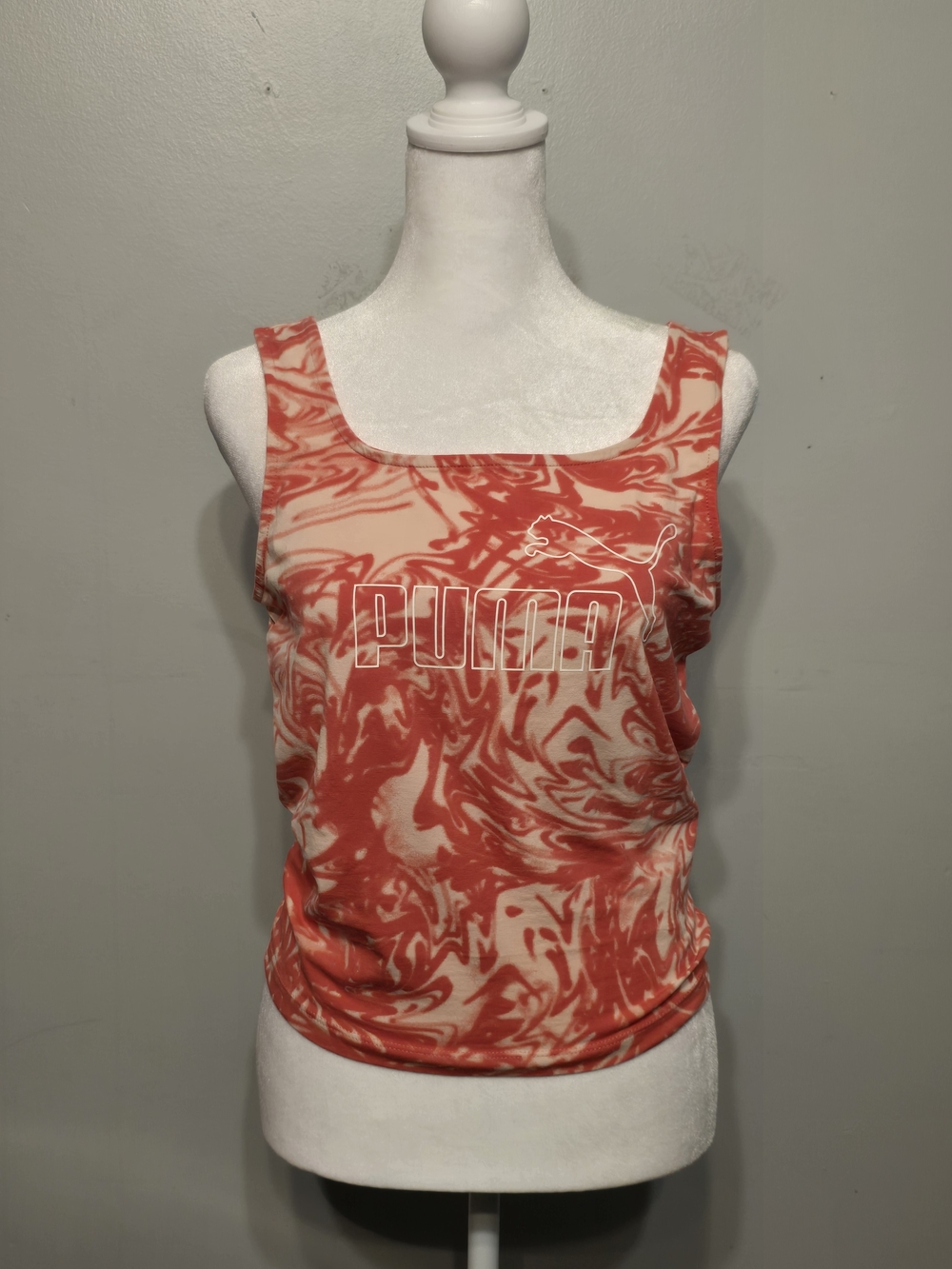 Puma Coral Swirl Square-Neck Tank Top